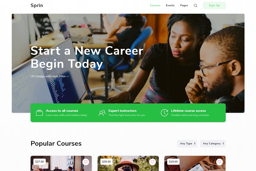 Sprin - Courses and Events HTML Responsive Template